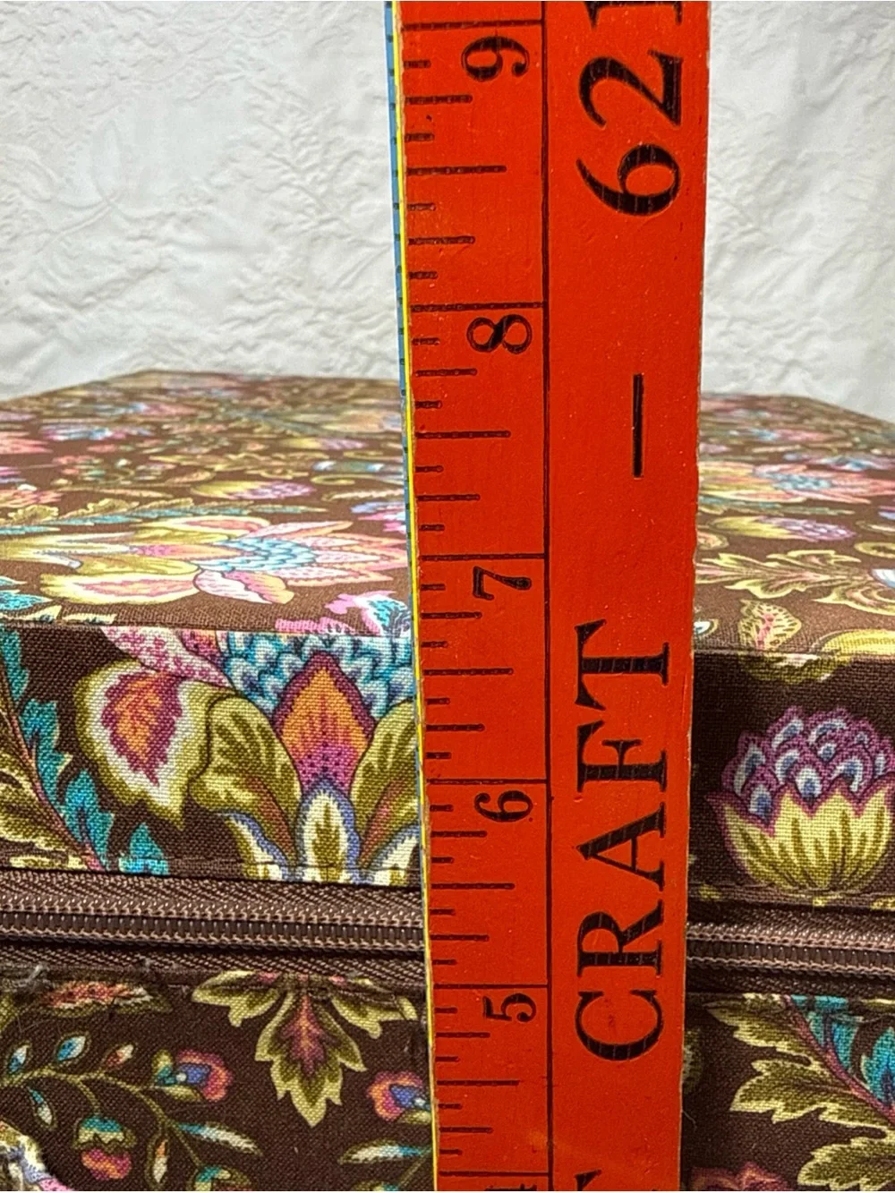 Vintage Raymond Waites Storage Box Paisley & Floral Fabric Zip Close 16” x 12”